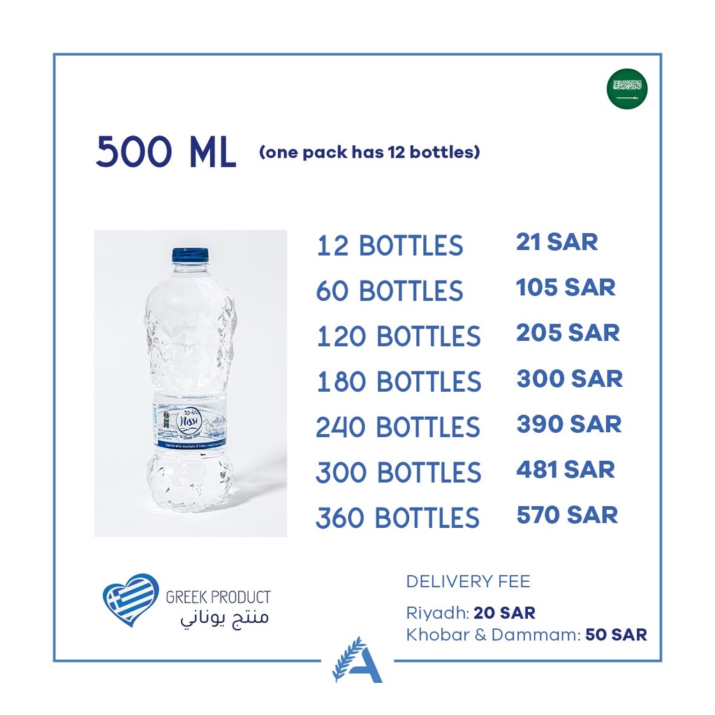 Nissi Greek Mountain Spring Water 500ml (12pc)