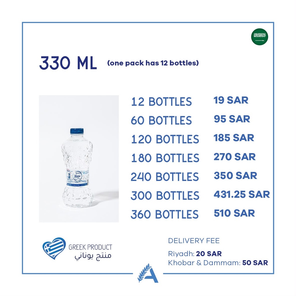 Nissi Greek Mountain Spring Water 330ml (12pc)