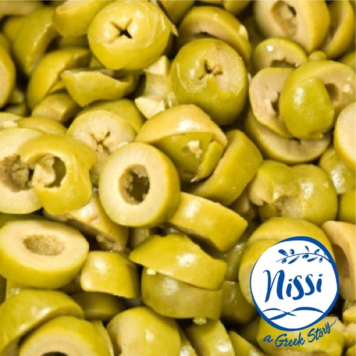 شرائح زيتون نيسي يوناني عضوي أخضر كبير كغ